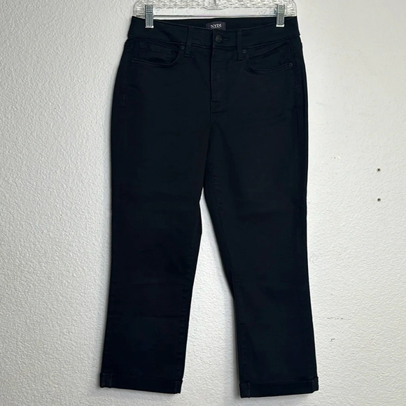 NYDJ Womens Size 6 Black Denim Cropped Jeans Lift Tuck Technology Stretch - Picture 1 of 13